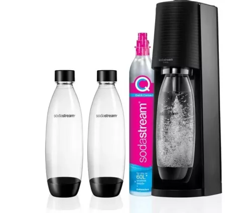 SODASTREAM TERRA MEGAPACK SZÓDAKÉSZÍTŐ SZETT CO₂-PALACKKAL, 2×1 L PALACK, FEKETE