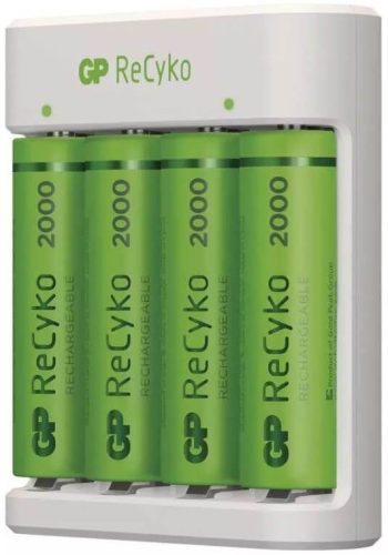 GP RECYKO E411 USB-s AKKUTÖLTŐ + 4DB 2000mAh AA AKKU