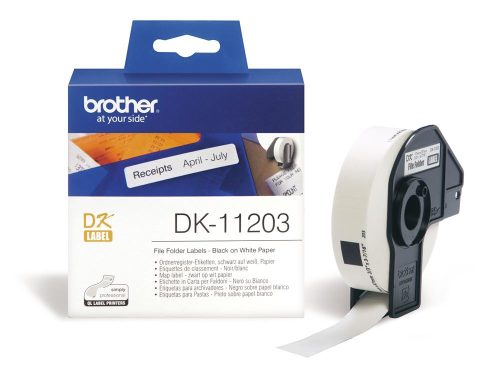 BROTHER DK-11203 FEHÉR ALAPON FEKETE, 17MMX87MM ÖNTAPADÓS ELŐVÁGOTT EREDETI ETIKETT CÍMKE (DK11203)