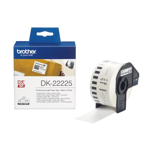 BROTHER DK-22225 FEHÉR ALAPON FEKETE, 38MMX30,48M ÖNTAPADÓS EREDETI PAPÍRSZALAG TEKERCSBEN (DK22225)
