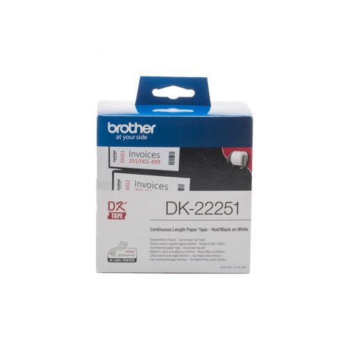BROTHER DK-22251 FEHÉR ALAPON FEKETE/PIROS, 62MMX15,24M ÖNTAPADÓS EREDETI PAPÍRSZALAG TEKERCSBEN (DK22251)