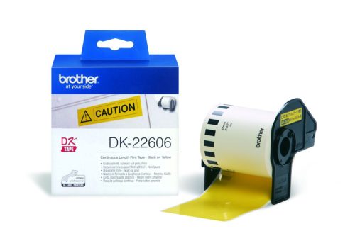 BROTHER DK-22606 SÁRGA ALAPON FEKETE, 62MMX15,24M ÖNTAPADÓS EREDETI FILMSZALAG TEKERCSBEN (DK22606)