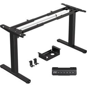   ELEKTROMOSAN ÁLLÍTHATÓ MAGASSÁGÚ ASZTAL, 110-220 CM, 4 MEMÓRIÁS, FEKETE ÍRÓASZTAL VÁZ, EMELHETŐ ASZTALLÁB