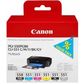   CANON PGI-550PGBK/CLI-551BK/C/M/Y/GY (1X15ML/5X7ML) EREDETI 6-IN-1 MULTIPACK (6496B005)