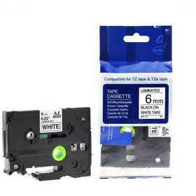   BROTHER TZE-211 FEHÉR ALAPON FEKETE LAMINÁLT 6MM/8M EREDETI SZALAG (TZE211)