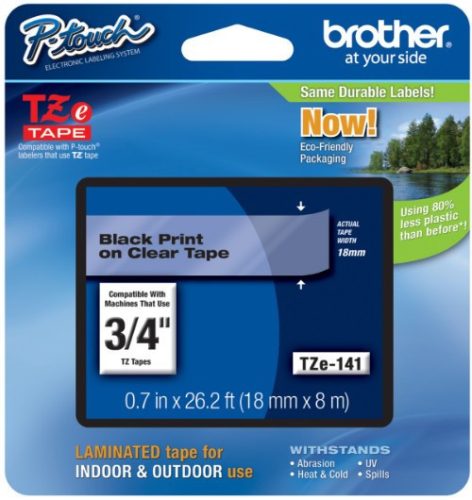 BROTHER TZE-141 ÁTLÁTSZÓ ALAPON FEKETE LAMINÁLT 18MM/8M EREDETI SZALAG (TZE141)