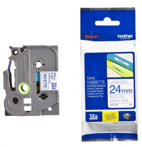 BROTHER TZE-253 FEHÉR ALAPON KÉK LAMINÁLT 24MM/8M EREDETI SZALAG (TZE253)