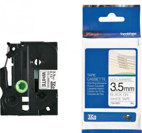 BROTHER TZE-N201 FEHÉR ALAPON FEKETE NEM LAMINÁLT 3,5MM/8M EREDETI SZALAG (TZEN201)