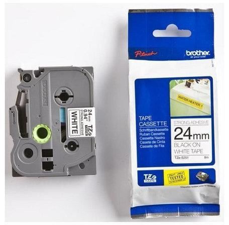 BROTHER TZe-S251 FEHÉR ALAPON FEKETE LAMINÁLT 24MM/8M EREDETI SZALAG (TZES251)
